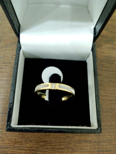 Intricate Stainless Steel Ring in 14K Gold